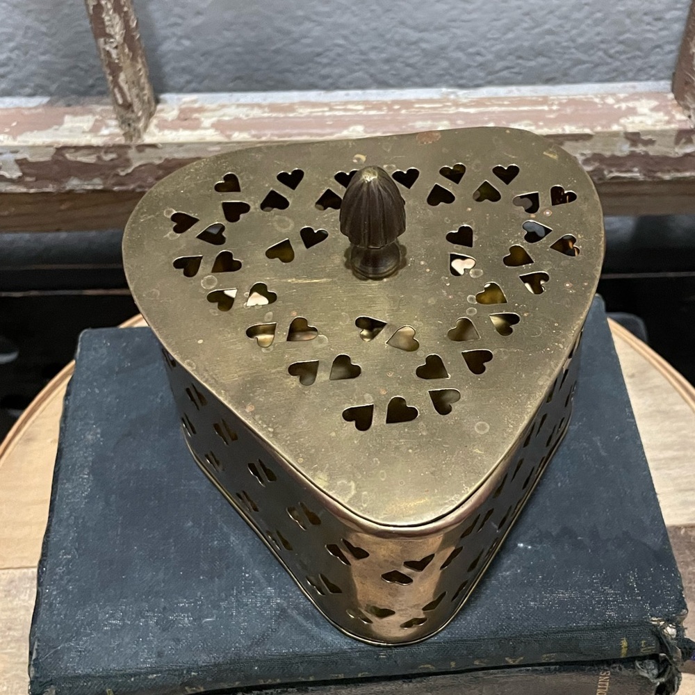 Solid brass heart trinket box